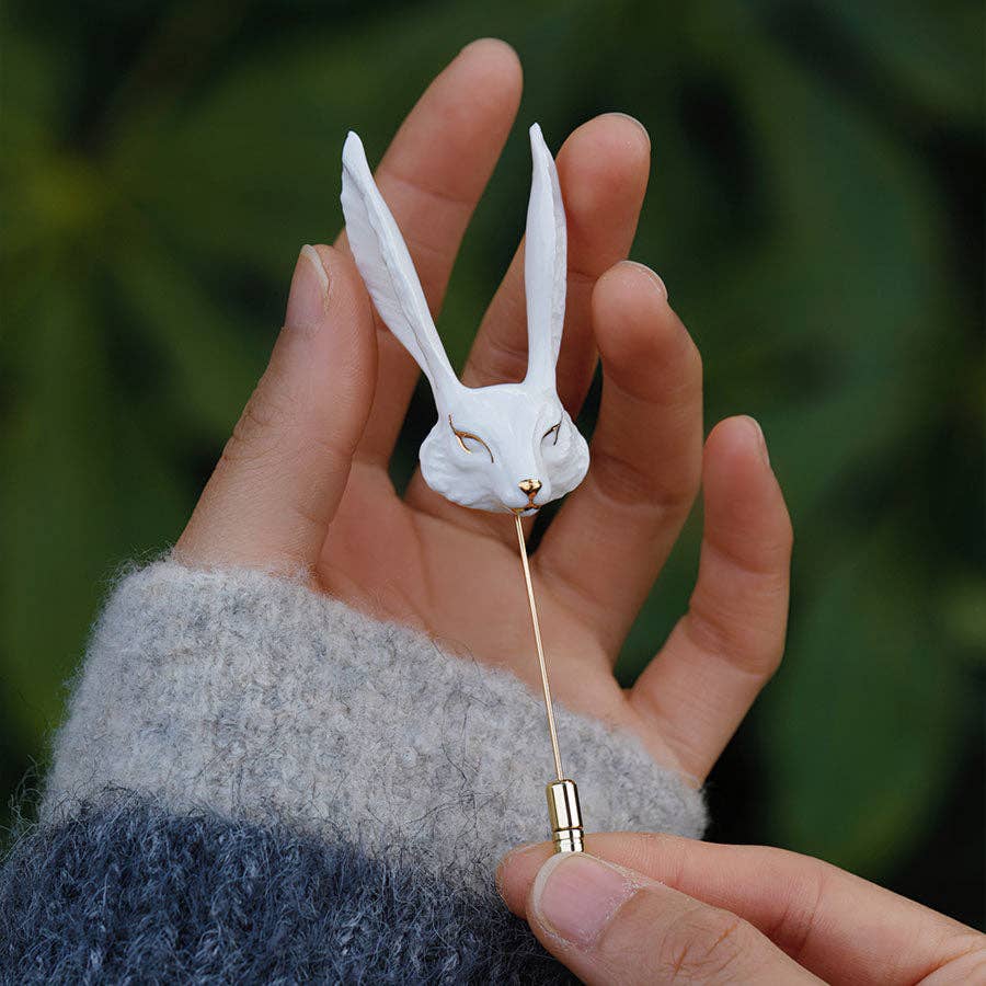 Ceramic Brooch "White Fox"