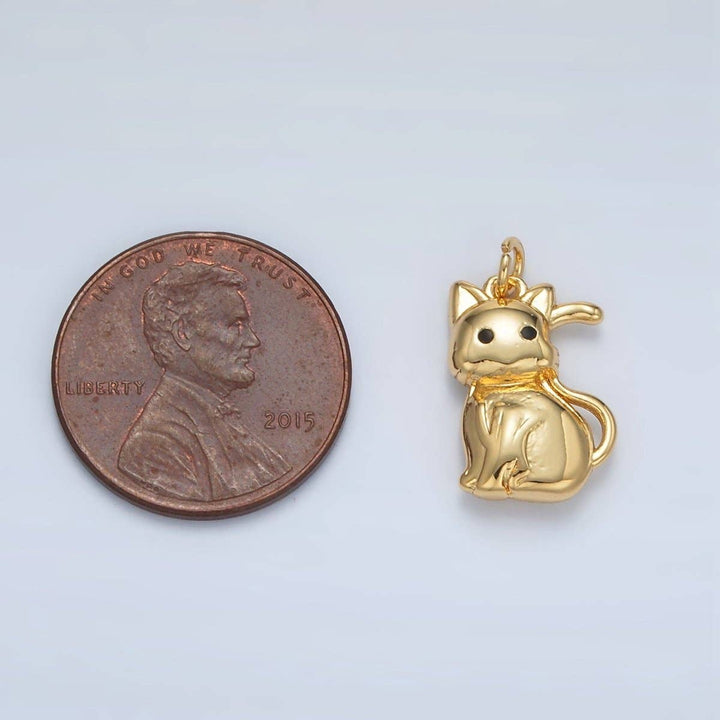24K Gold Filled Mini Puffed Cat Charm