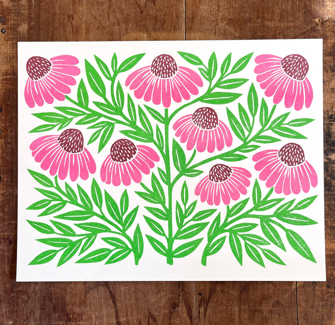 Garden Series: Echinacea Risograph Print