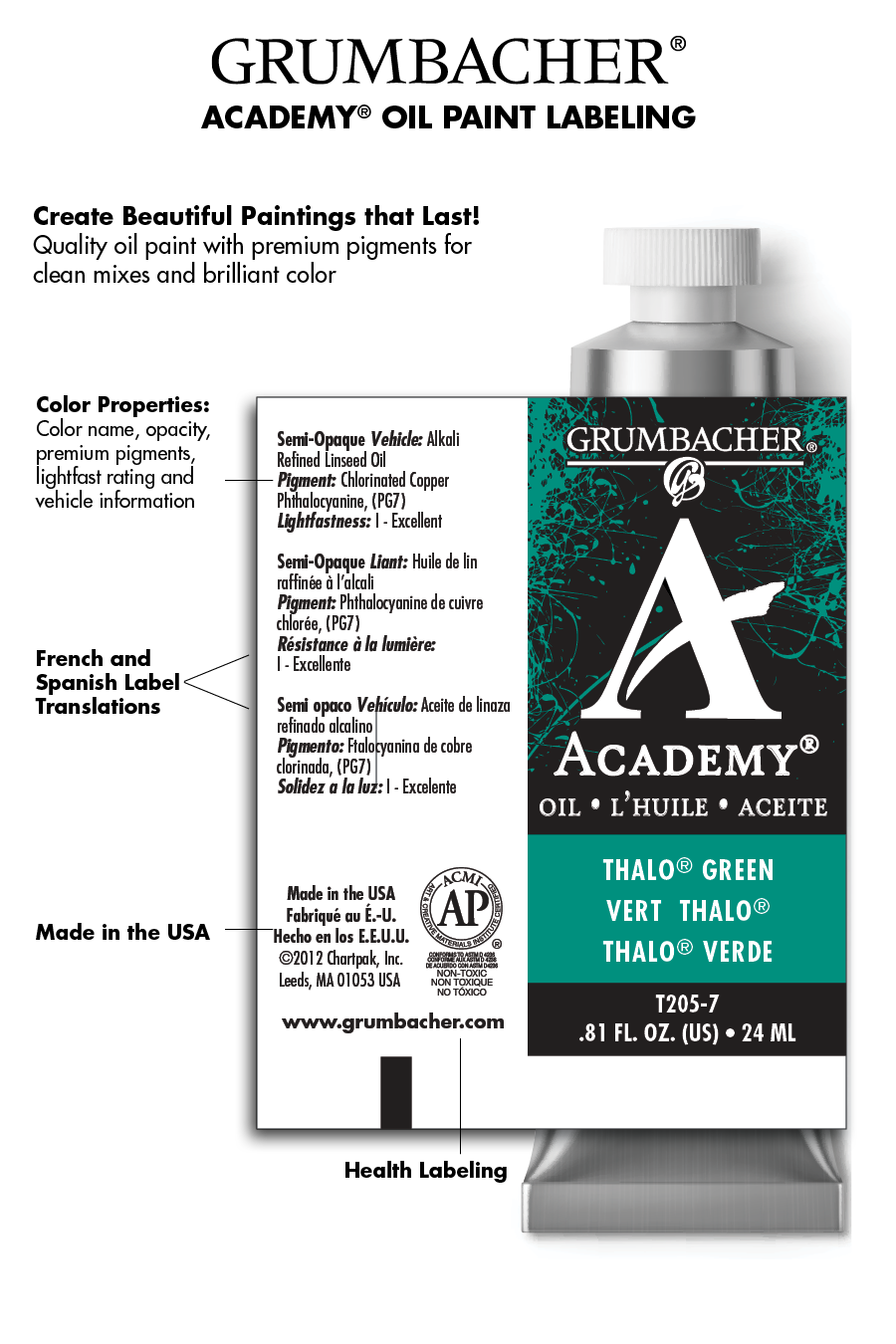 Grumbacher® Academy® Oil 6 Color Basic Set