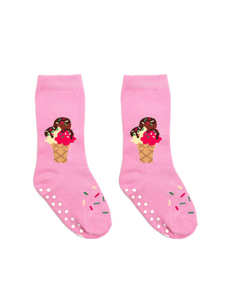 3D Packaged Socks - Kids - Ice Cream Cone-Pink