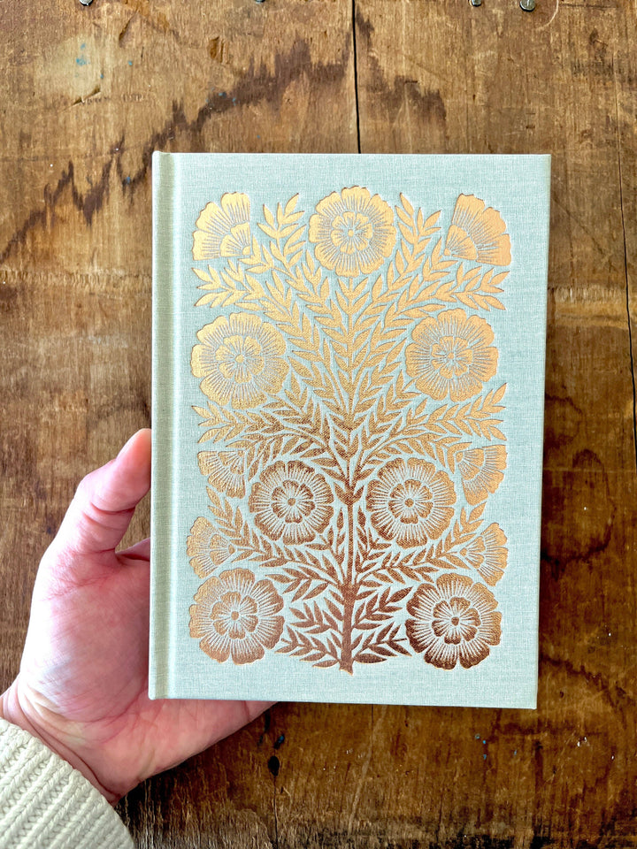 Foil Stamped Linen Journal: Muted Sage