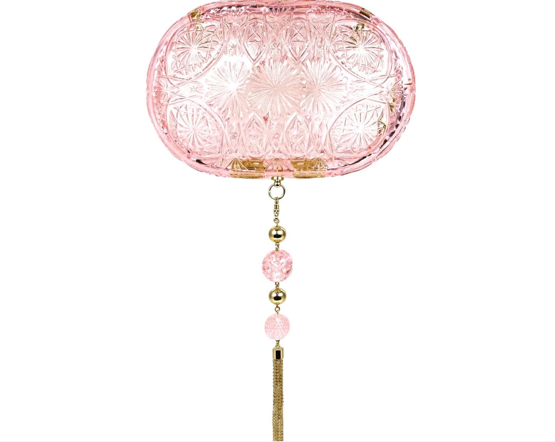 Hard Carved Oval Clutch Peach