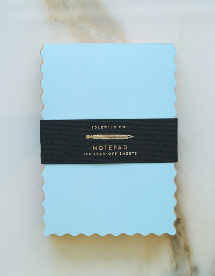 Mini Wave Shaped Notepad | Sky + Tangerine Edge