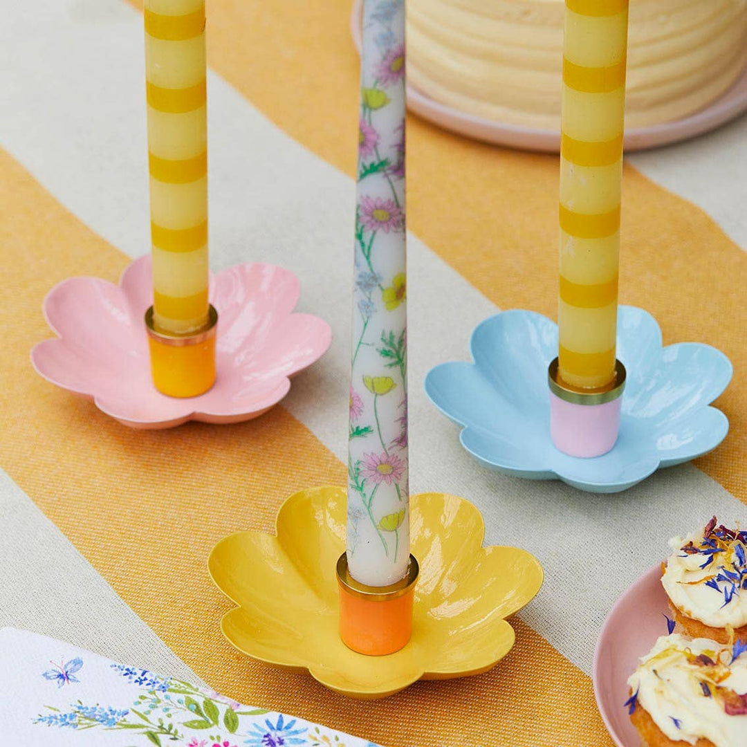Enamel Flower Shaped Candle Holders