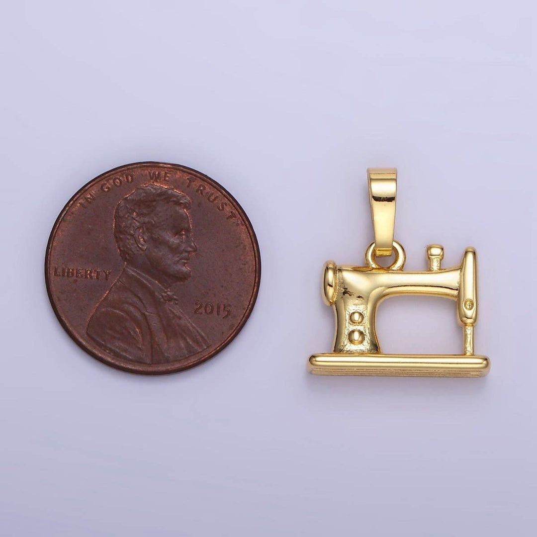 24K Gold Filled Sewing Machine Charm