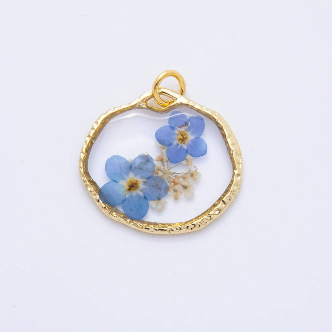 18K Gold Filled Resin Flower Charm