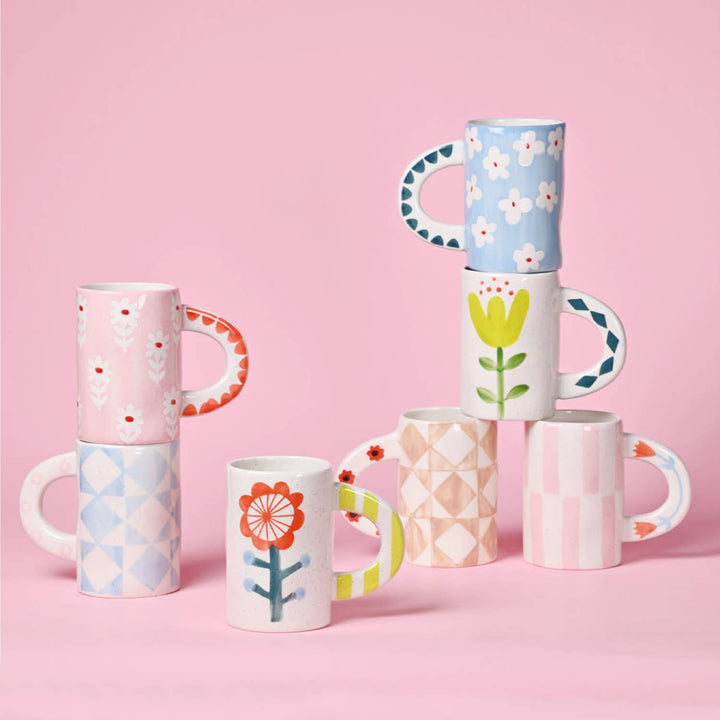 Pink Floral Ceramic Coffee Mug