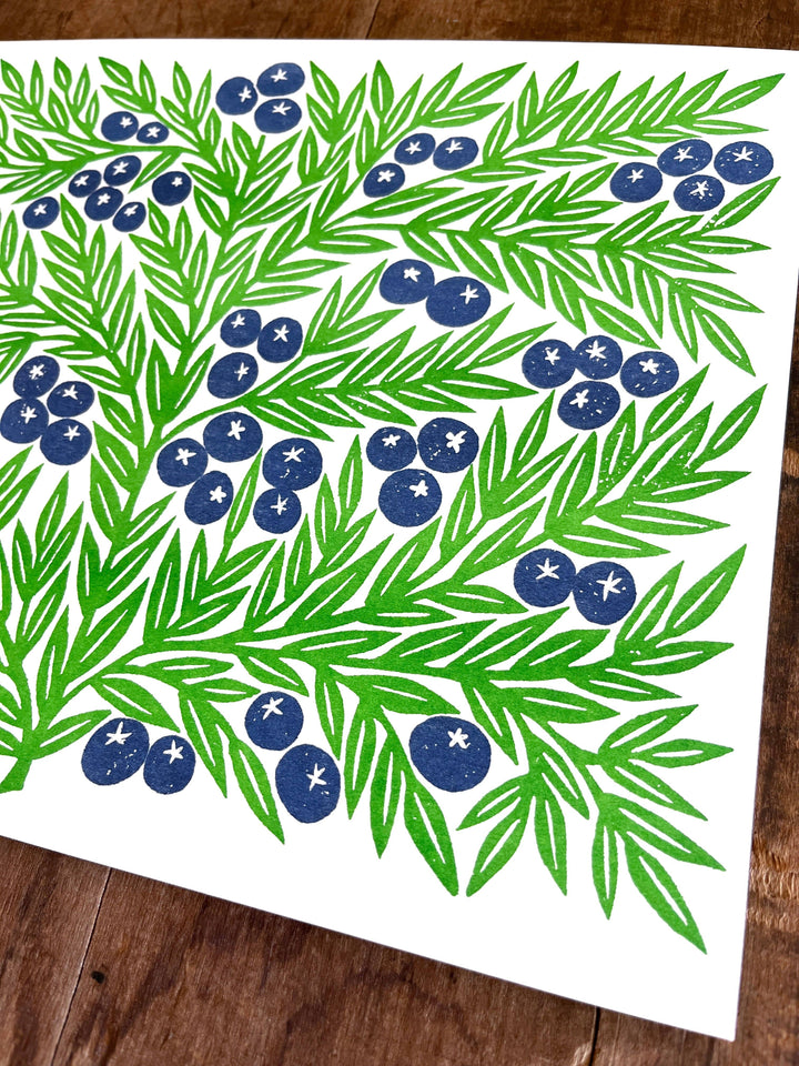 Garden Series: Blueberries Risograph Print