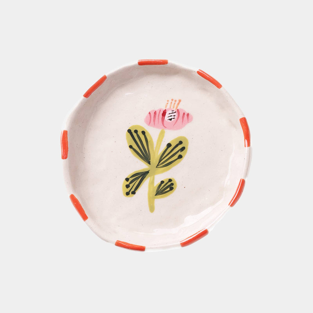 Ceramic Pink Flower Trinket Tray