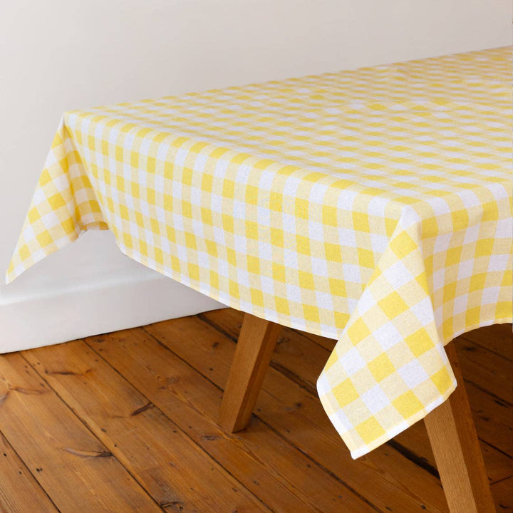 Yellow & White Gingham Tablecloth