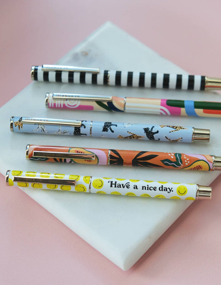 Rollerball Luxe Pen | Black &amp; White Stripe