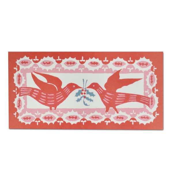 Long Card Two Christmas Birds