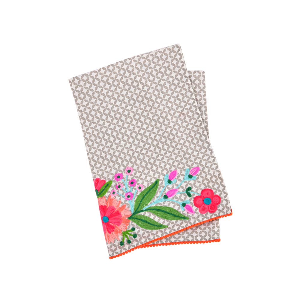 Floral Majestic Embroidered Teatowel