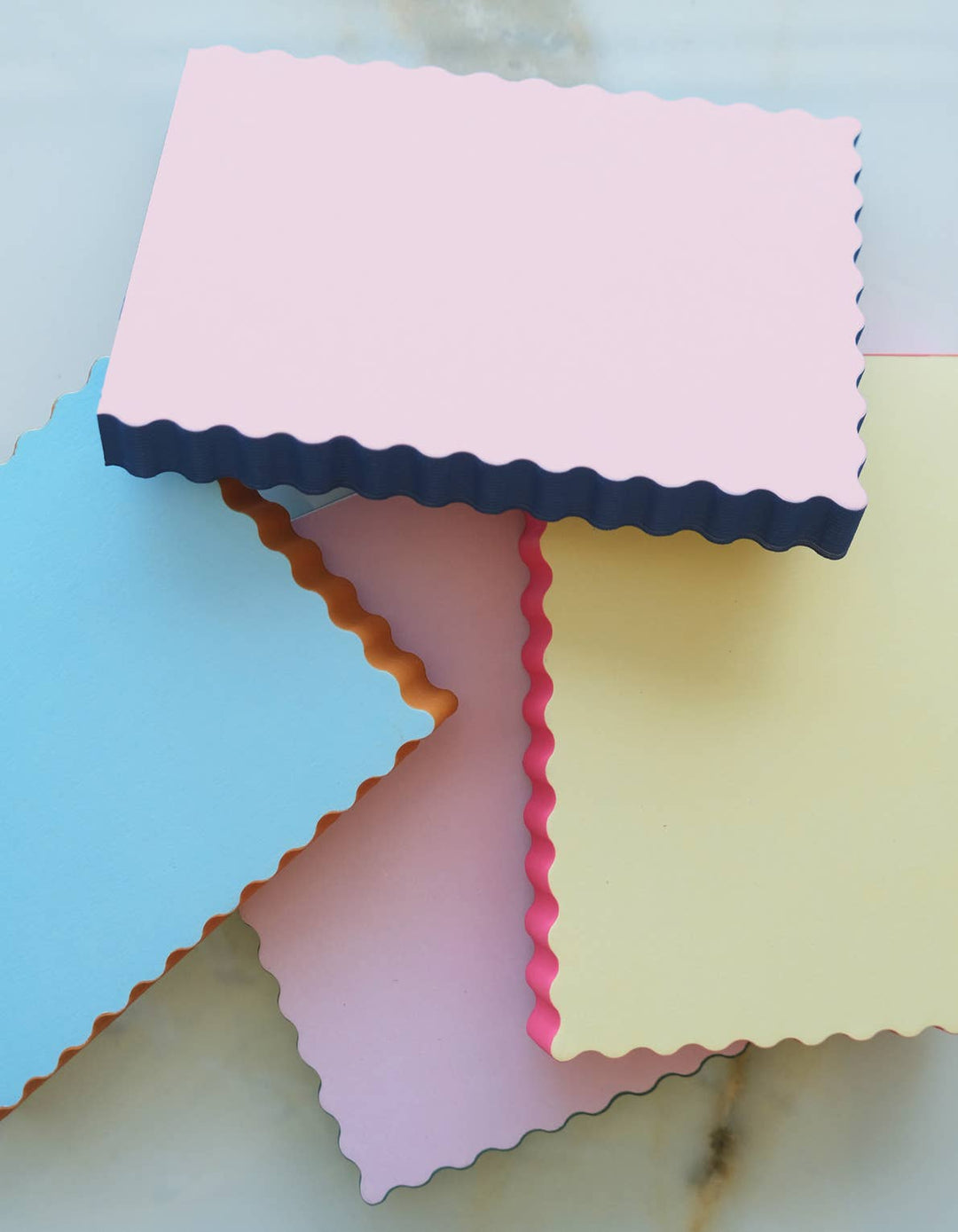 Mini Wave Shaped Notepad | Pink + Evergreen Edge