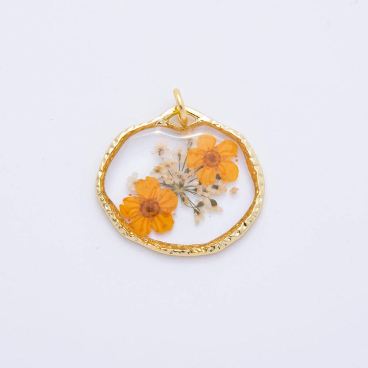 18K Gold Filled Resin Flower Charm