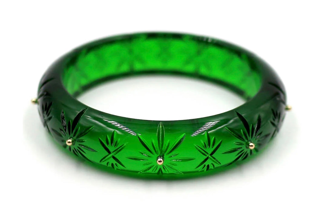 Studded Crystal Bangle Emerald Green