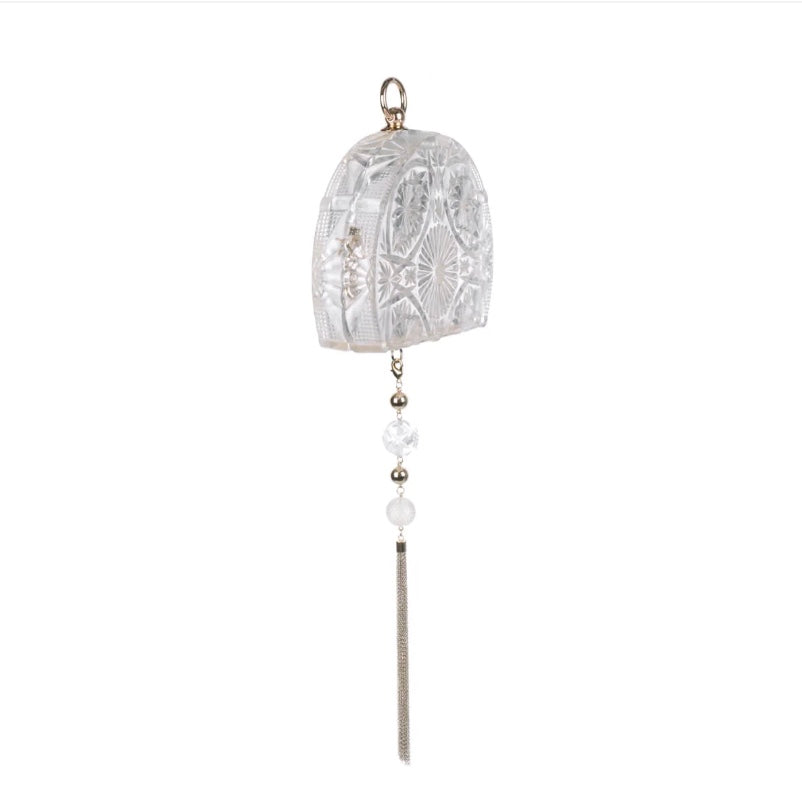 Hand Carved Fan Clutch Vintage Clear