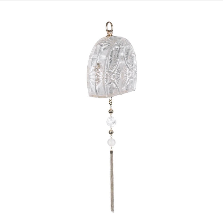 Hand Carved Fan Clutch Vintage Clear