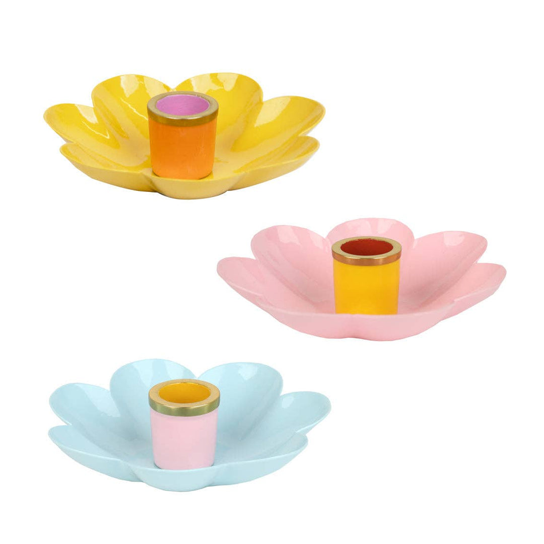 Enamel Flower Shaped Candle Holders