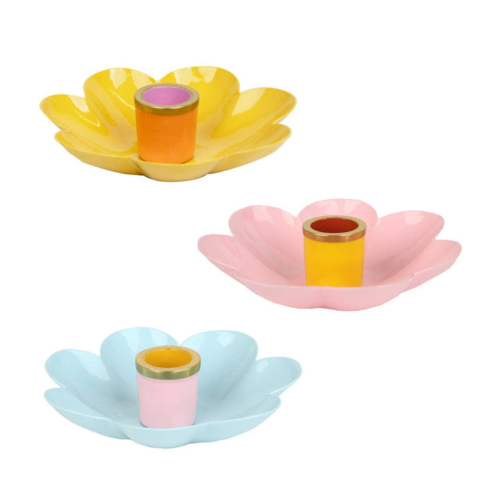 Enamel Flower Shaped Candle Holders