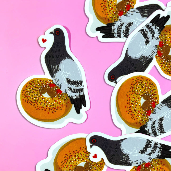 Bagel Bird Pigeon Love Sticker
