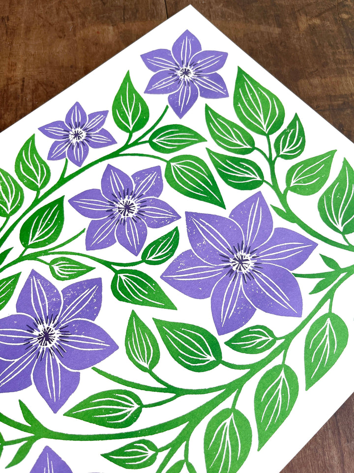 Garden Series: Clematis Risograph Print