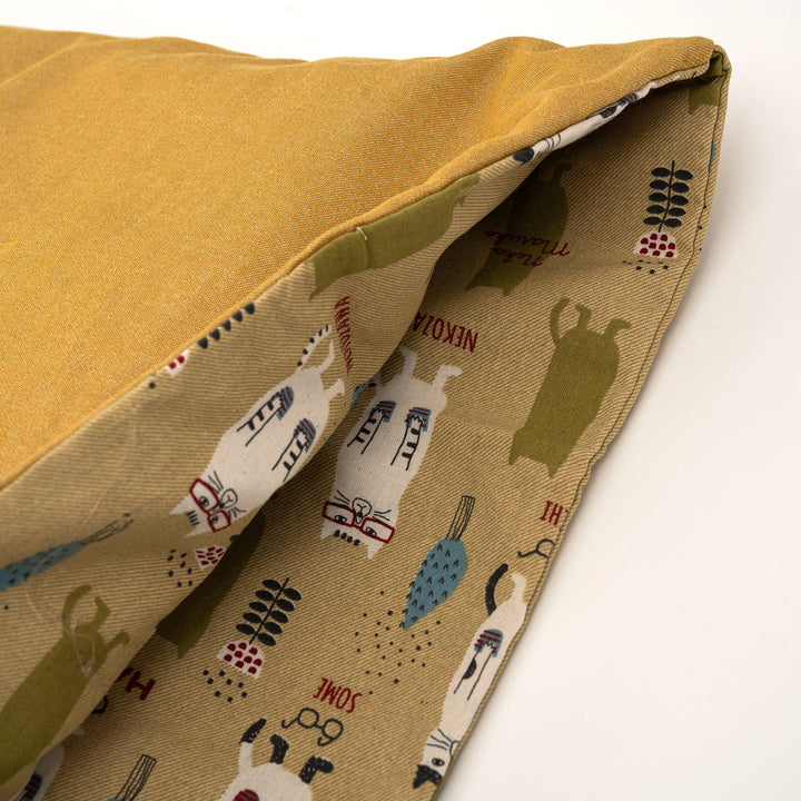 Kusuguru Japan Three Cats Tote Bag -Yellow