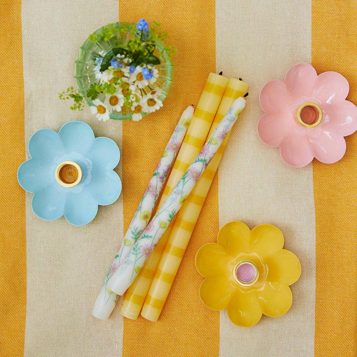 Enamel Flower Shaped Candle Holders