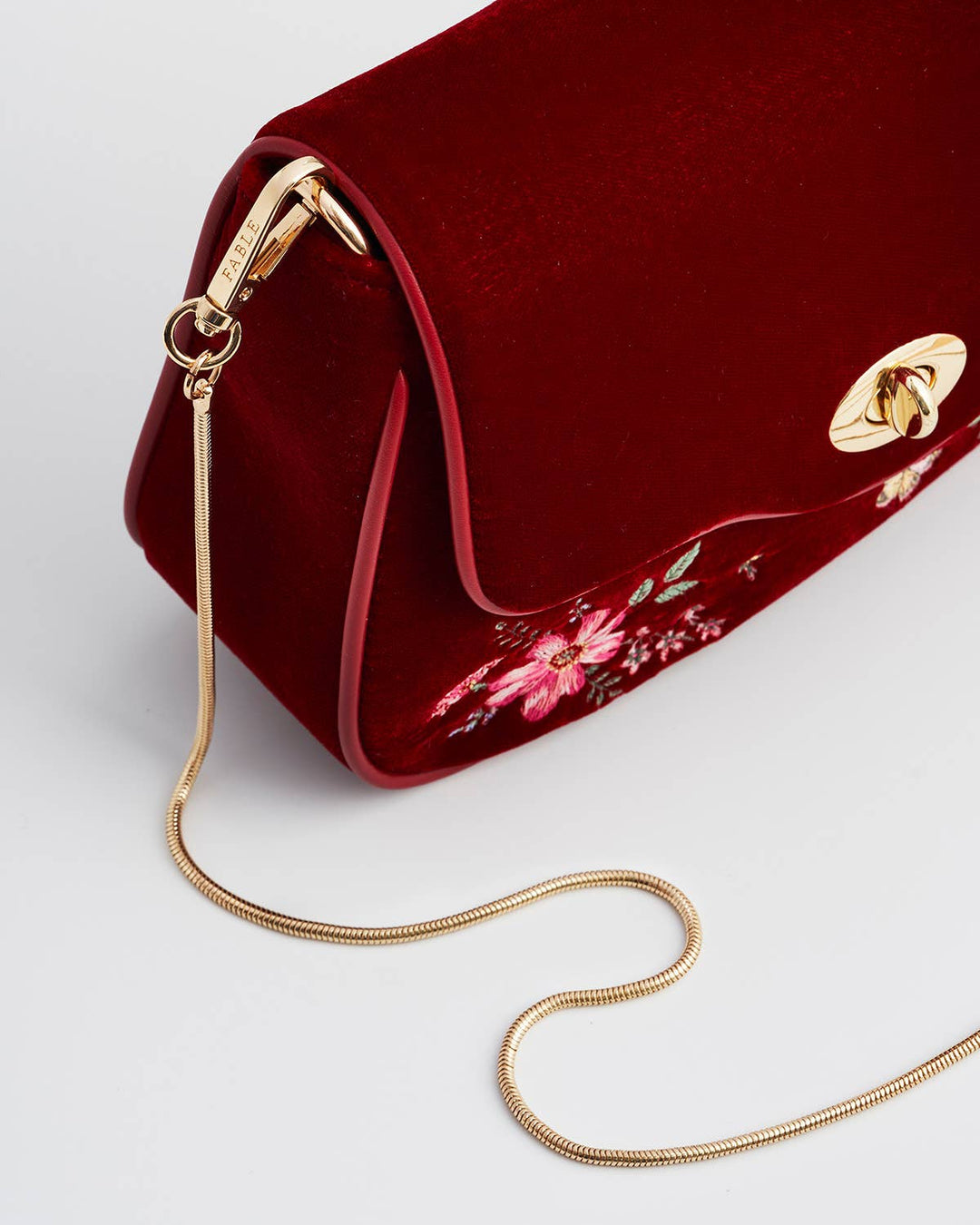 Floral Bloom Red Velvet Embroidered Crossbody