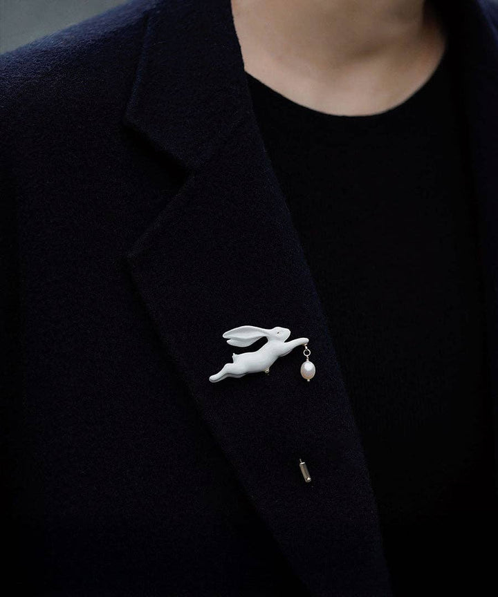 Ceramic Rabbit Brooches