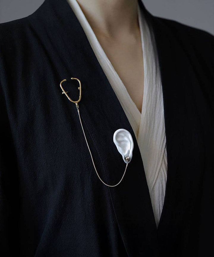 Ceramic Brooch "Stethoscope"