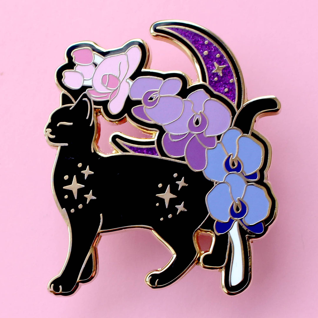 Orchid Cat Enamel Pin: Genderfluid Pride
