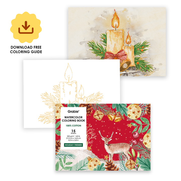Holiday-Themed Watercolor Coloring Book