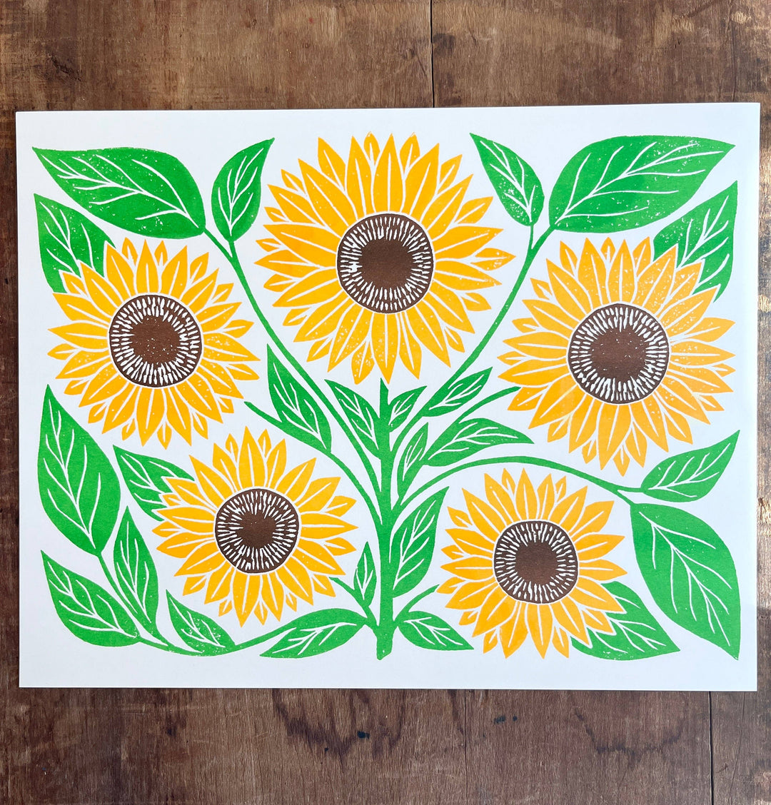 Garden Series: Sunflower Risograph Print