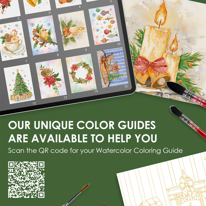 Holiday-Themed Watercolor Coloring Book