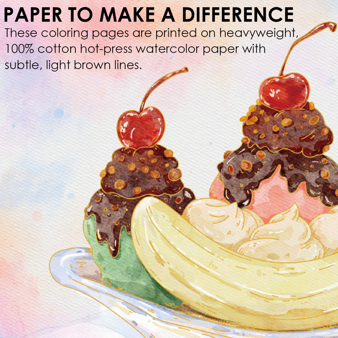 Dessert-Themed Watercolor Coloring Book