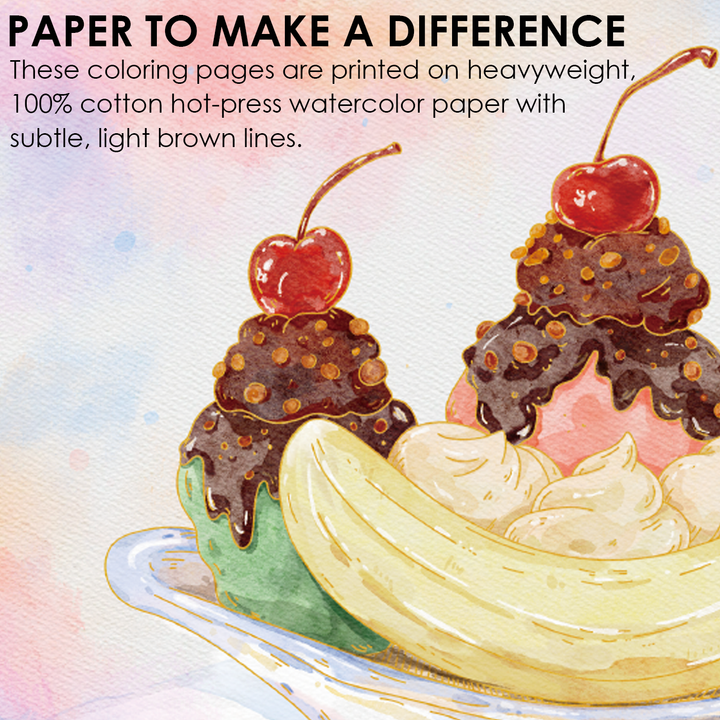 Dessert-Themed Watercolor Coloring Book