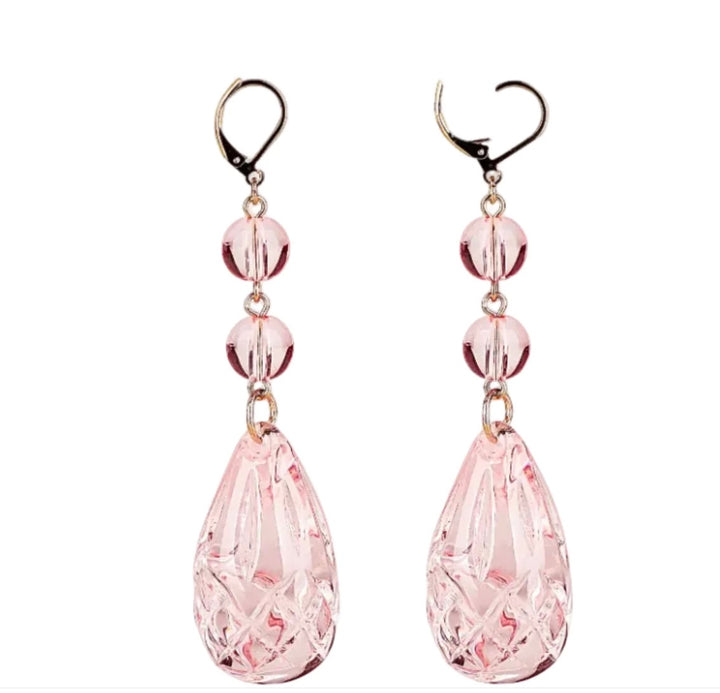 Etched Teardrop Earrings Rosé