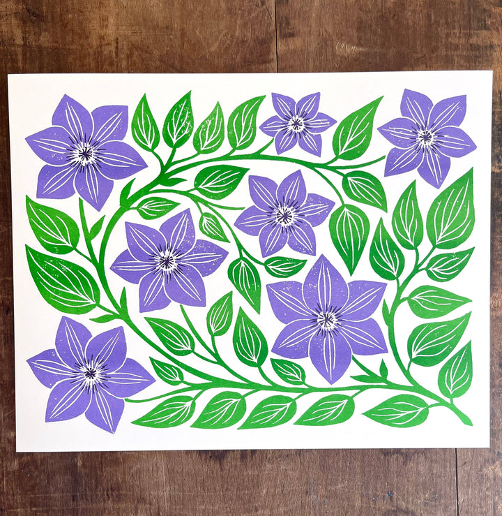 Garden Series: Clematis Risograph Print