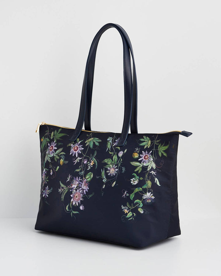 Passion Flower Navy Grab Tote