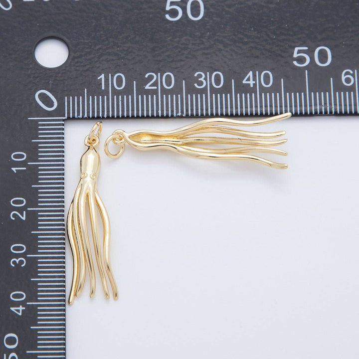 18K Gold Filled 40mm Squid Charm