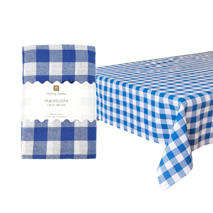 Blue & White Gingham Tablecloth