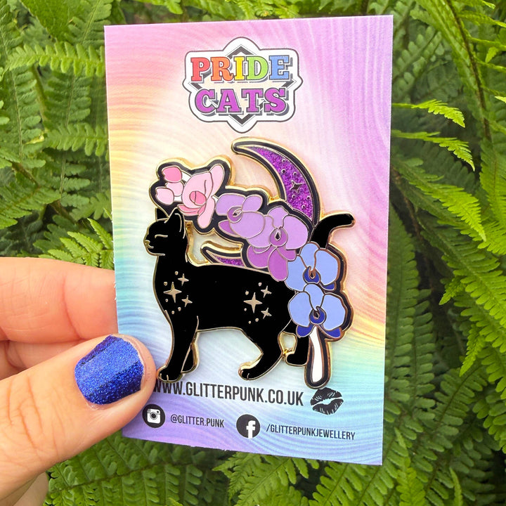 Orchid Cat Enamel Pin: Genderfluid Pride