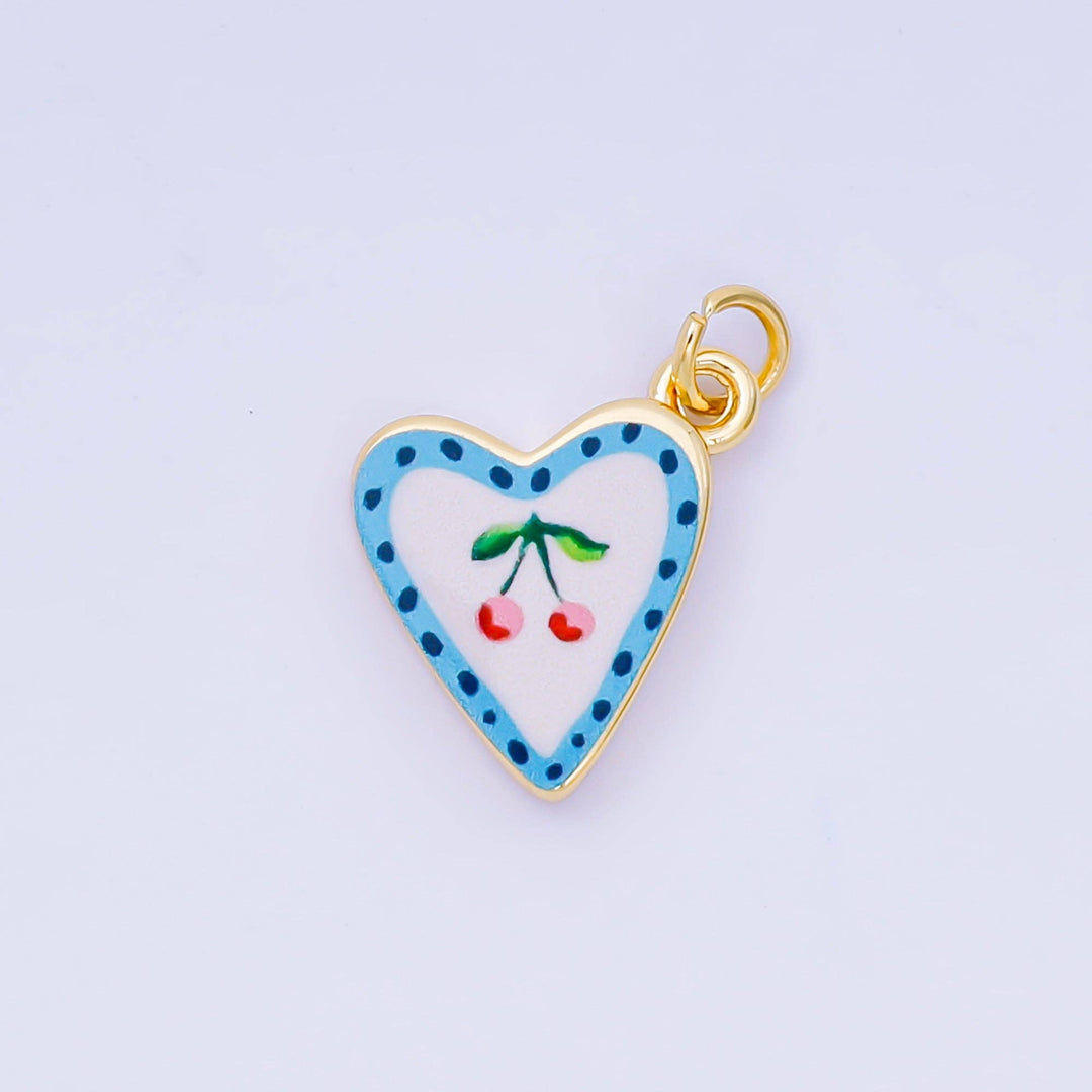 24K Gold Filled Enamel Heart Charm