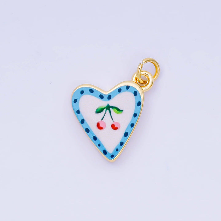 24K Gold Filled Enamel Heart Charm