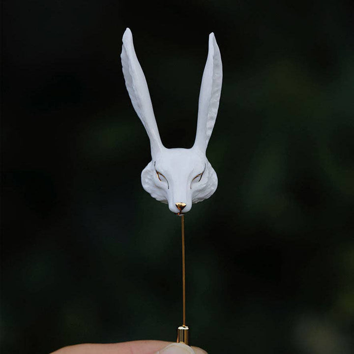 Ceramic Brooch "White Fox"