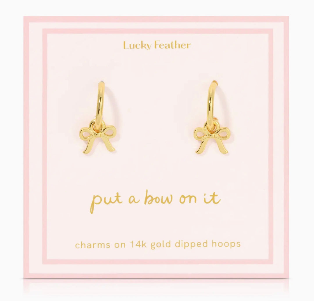Beautiful Bows Charm Hoops Gold
