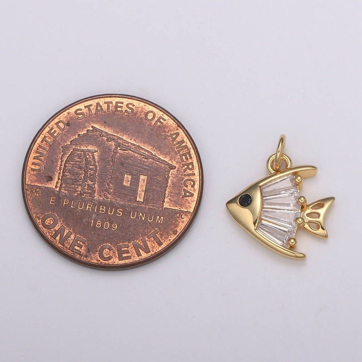 Baguette Pave Gold Fish Charm