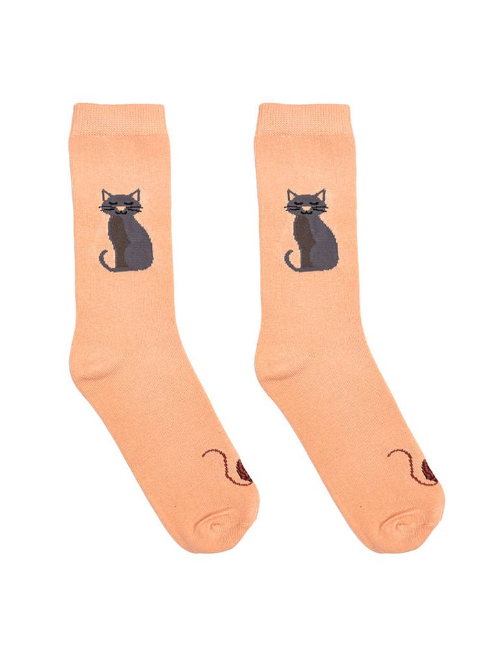 3D Packaged Socks - Cat - Peach
